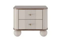 Dzieci Bogart Szafki Nocne Do Pokoju Młodzieżowego|Szafki Nocne Do Pokoju Dziecięcego*2 x VESPER SZAFKA NOCNA 56 2SZ - cashmere mdf / orzech / złote uchwyty / nogi kule