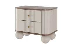 Dzieci Bogart Szafki Nocne Do Pokoju Młodzieżowego|Szafki Nocne Do Pokoju Dziecięcego*2 x VESPER SZAFKA NOCNA 56 2SZ - cashmere mdf / orzech / złote uchwyty / nogi kule