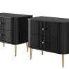 Bogart Szafki Nocne*2 x VESPER SZAFKA NOCNA 56 2SZ - czarny mdf / czarny mdf / złote nogi