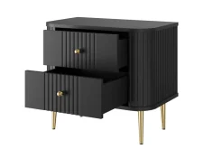 Bogart Szafki Nocne*2 x VESPER SZAFKA NOCNA 56 2SZ - czarny mdf / czarny mdf / złote nogi