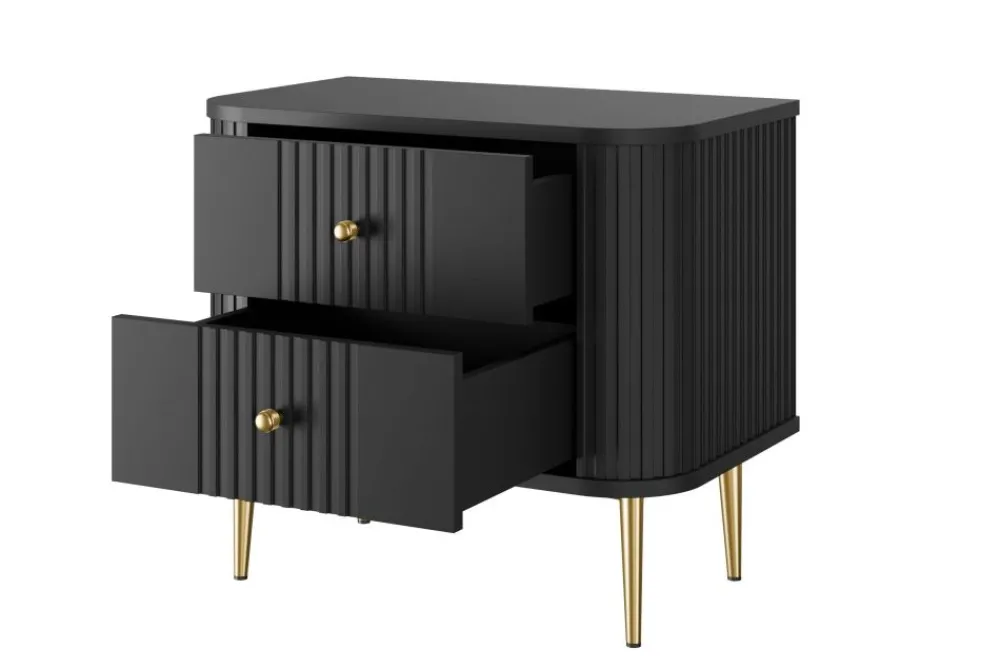 Bogart Szafki Nocne*2 x VESPER SZAFKA NOCNA 56 2SZ - czarny mdf / czarny mdf / złote nogi