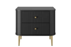 Bogart Szafki Nocne*2 x VESPER SZAFKA NOCNA 56 2SZ - czarny mdf / czarny mdf / złote nogi