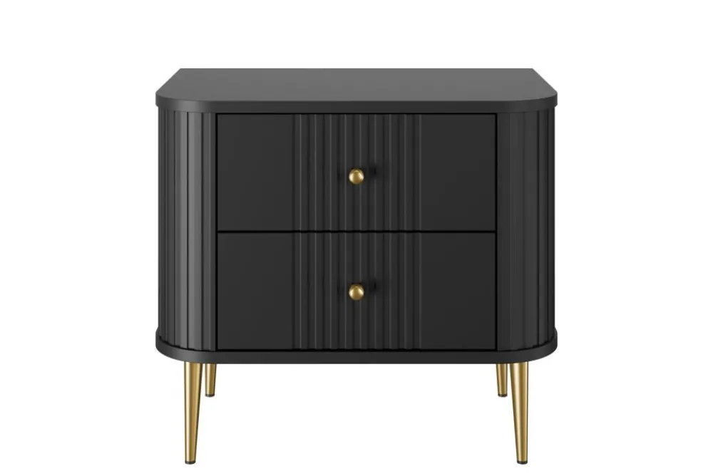Bogart Szafki Nocne*2 x VESPER SZAFKA NOCNA 56 2SZ - czarny mdf / czarny mdf / złote nogi
