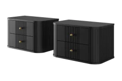 Bogart Szafki Nocne*2 x VESPER SZAFKA NOCNA 56 2SZ - czarny mdf / czarny mdf / złote uchwyty / wisząca