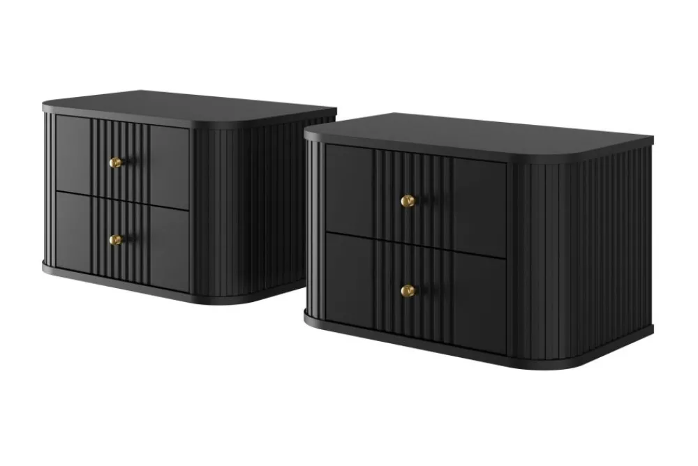 Bogart Szafki Nocne*2 x VESPER SZAFKA NOCNA 56 2SZ - czarny mdf / czarny mdf / złote uchwyty / wisząca
