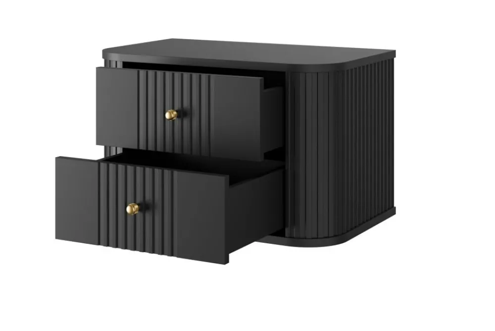 Bogart Szafki Nocne*2 x VESPER SZAFKA NOCNA 56 2SZ - czarny mdf / czarny mdf / złote uchwyty / wisząca