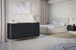 Bogart Szafki Nocne*2 x VESPER SZAFKA NOCNA 56 2SZ - czarny mdf / czarny mdf / złote uchwyty / wisząca