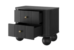 Bogart Szafki Nocne*2 x VESPER SZAFKA NOCNA 56 2SZ - czarny mdf / czarny mdf / złote uchwyty / nogi kule