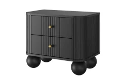 Bogart Szafki Nocne*2 x VESPER SZAFKA NOCNA 56 2SZ - czarny mdf / czarny mdf / złote uchwyty / nogi kule