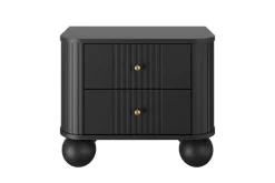 Bogart Szafki Nocne*2 x VESPER SZAFKA NOCNA 56 2SZ - czarny mdf / czarny mdf / złote uchwyty / nogi kule