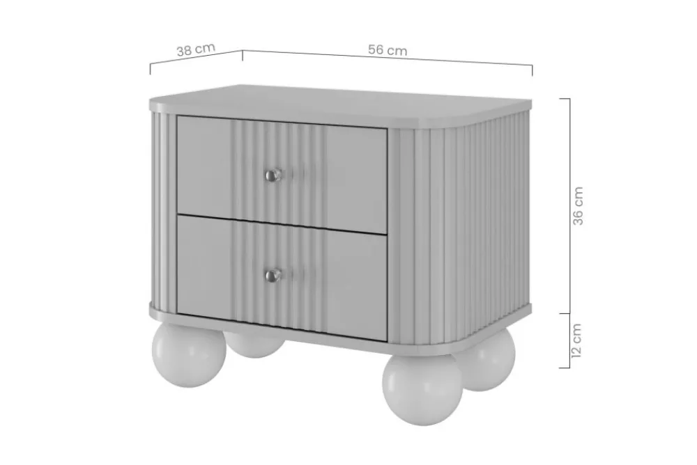 Bogart Szafki Nocne*2 x VESPER SZAFKA NOCNA 56 2SZ - czarny mdf / czarny mdf / złote uchwyty / nogi kule