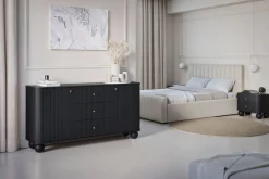 Bogart Szafki Nocne*2 x VESPER SZAFKA NOCNA 56 2SZ - czarny mdf / czarny mdf / złote uchwyty / nogi kule