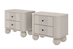 Bogart Szafki Nocne*2 x VESPER SZAFKA NOCNA 56 2SZ - cashmere mdf / cashmere / czarne uchwyty / nogi kule