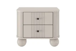 Bogart Szafki Nocne*2 x VESPER SZAFKA NOCNA 56 2SZ - cashmere mdf / cashmere / czarne uchwyty / nogi kule