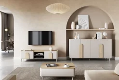 Bogart Komody Do Biura|Komody Do Przedpokoju*AMILIO KOMODA 200 4D - cashmere / dąb olejowany / uchwyty dąb jasny / nogi cashmere