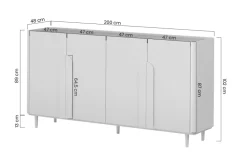 Bogart Komody Do Biura|Komody Do Przedpokoju*AMILIO KOMODA 200 4D - cashmere / dąb olejowany / uchwyty cashmere / nogi cashmere