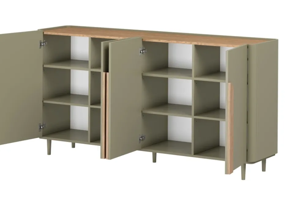 Bogart Komody Do Biura|Komody Do Przedpokoju*AMILIO KOMODA 200 4D - eukaliptus / dąb baltic dune / uchwyty dąb naturalny / nogi eukaliptus