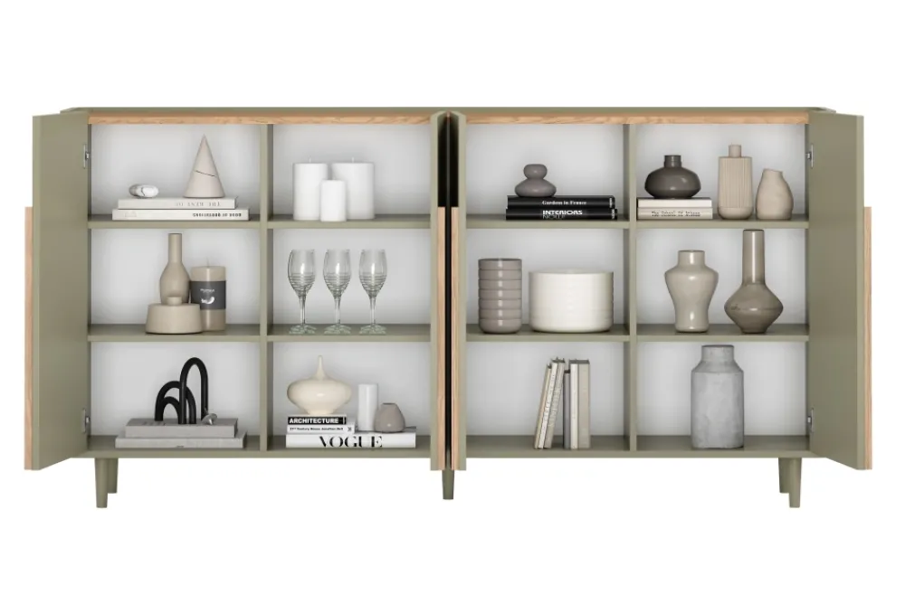 Bogart Komody Do Biura|Komody Do Przedpokoju*AMILIO KOMODA 200 4D - eukaliptus / dąb baltic dune / uchwyty dąb naturalny / nogi eukaliptus