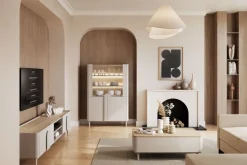 Bogart Witryny Do Jadalni|Witryny Do Salonu*AMILIO WITRYNA 100 2D - cashmere / dąb olejowany / uchwyty cashmere / nogi cashmere