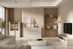 Bogart Witryny Do Jadalni|Witryny Do Salonu*AMILIO WITRYNA 100 2D - cashmere / dąb olejowany / uchwyty dąb jasny