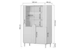 Bogart Witryny Do Jadalni|Witryny Do Salonu*AMILIO WITRYNA 100 2D - cashmere / dąb olejowany / uchwyty dąb jasny / nogi cashmere