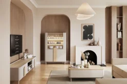 Bogart Witryny Do Jadalni|Witryny Do Salonu*AMILIO WITRYNA 100 2D - cashmere / dąb olejowany / uchwyty dąb jasny / nogi cashmere