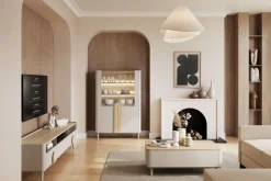 Bogart Witryny Do Jadalni|Witryny Do Salonu*AMILIO WITRYNA 100 2D - cashmere / dąb olejowany / uchwyty dąb jasny / nogi cashmere