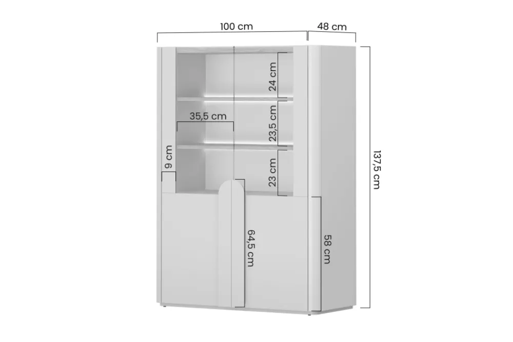 Bogart Witryny Do Jadalni|Witryny Do Salonu*AMILIO WITRYNA 100 2D - eukaliptus / dąb baltic dune / uchwyty dąb naturalny