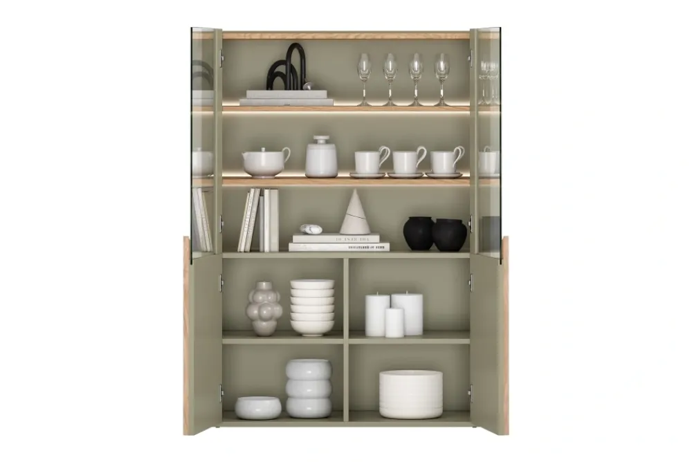 Bogart Witryny Do Jadalni|Witryny Do Salonu*AMILIO WITRYNA 100 2D - eukaliptus / dąb baltic dune / uchwyty dąb naturalny