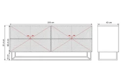 Bogart Komody*ASHA KOMODA 200 4D - biały mat / stelaż