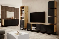 Bogart Komody*ASHA KOMODA 200 4D - czarny mat / artisan / stelaż