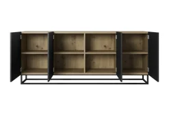 Bogart Komody*ASHA KOMODA 200 4D - czarny mat / artisan / stelaż