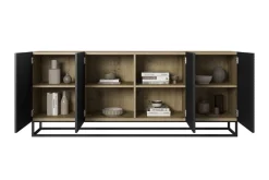 Bogart Komody*ASHA KOMODA 200 4D - czarny mat / artisan / stelaż