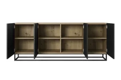 Bogart Komody*ASHA KOMODA 200 4D - czarny mat / artisan / stelaż