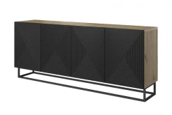 Bogart Komody*ASHA KOMODA 200 4D - czarny mat / artisan / stelaż