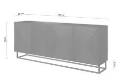 Bogart Komody*ASHA KOMODA 200 4D - czarny mat / artisan / stelaż