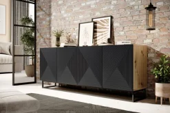 Bogart Komody*ASHA KOMODA 200 4D - czarny mat / artisan / stelaż