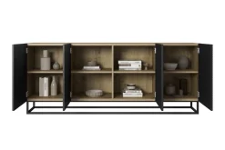 Bogart Komody*ASHA KOMODA 200 4D - czarny mat / artisan / stelaż