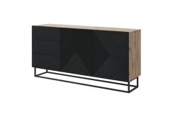 Bogart Komody*ASHA KOMODA 167 2D3SZ - czarny mat / artisan / stelaż