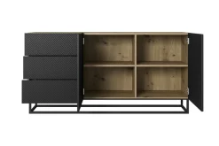 Bogart Komody*ASHA KOMODA 167 2D3SZ - czarny mat / artisan / stelaż