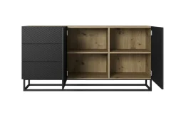 Bogart Komody*ASHA KOMODA 167 2D3SZ - czarny mat / artisan / stelaż
