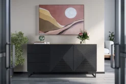 Bogart Komody*ASHA KOMODA 167 2D3SZ - czarny mat / artisan / stelaż