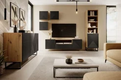 Bogart Szafki I Regały*ASHA REGAŁ 50 1D - czarny mat / artisan / stelaż