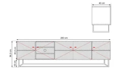 Bogart Szafki Rtv*ASHA RTV 200 5D - czarny mat / stelaż
