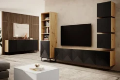 Bogart Szafki Rtv*ASHA RTV 200 5D - czarny mat / artisan / wisząca