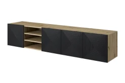 Bogart Szafki Rtv*ASHA RTV 200 5D z wnęką - czarny mat / artisan / wisząca