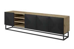 Bogart Szafki Rtv*ASHA RTV 200 5D z wnęką - czarny mat / artisan / stelaż