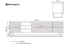 Bogart Szafki Rtv*ASHA RTV 200 5D z wnęką - czarny mat / artisan / stelaż