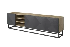 Bogart Szafki Rtv*ASHA RTV 200 5D z wnęką - rivier stone / artisan / stelaż