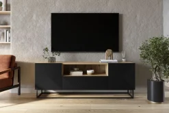 Bogart Szafki Rtv*ASHA RTV 167 2D1SZ - czarny mat / artisan / stelaż